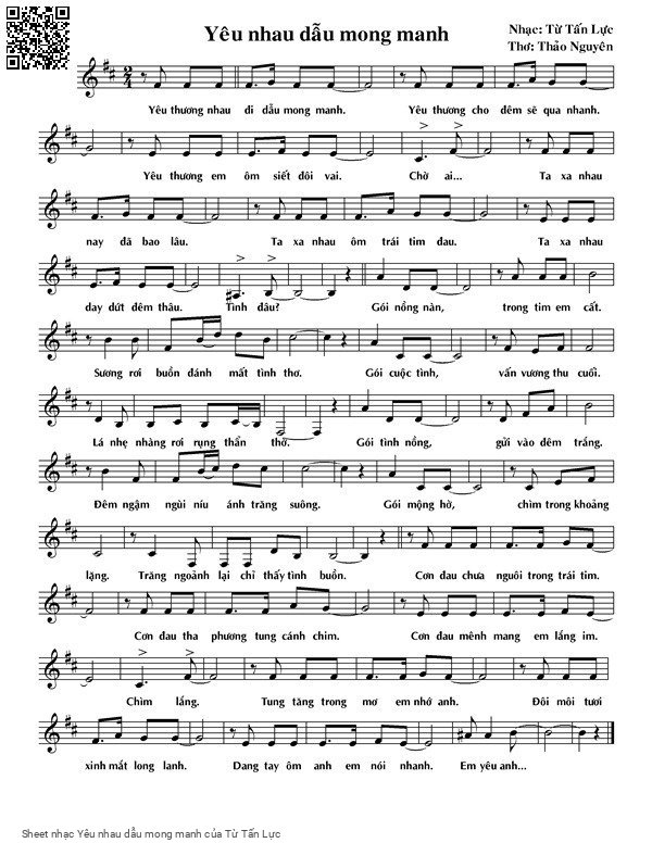 Sheet PDF of Yêu nhau dẫu mong manh