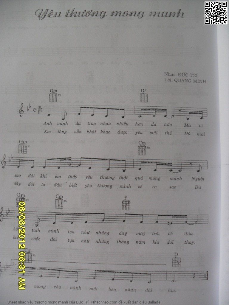 Sheet PDF of Yêu thương mong manh