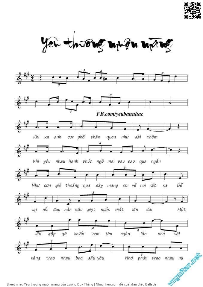 Sheet PDF of Yêu thương muộn màng