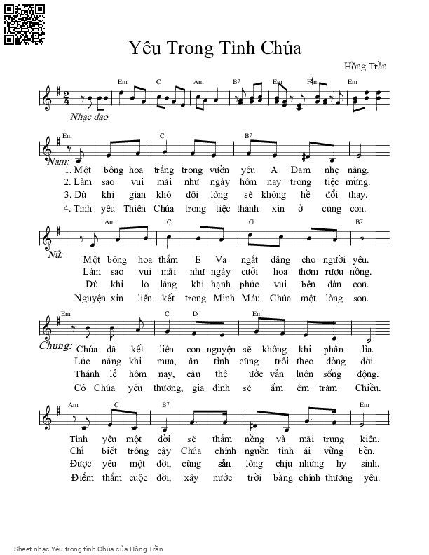 Sheet PDF of Yêu trong tình Chúa