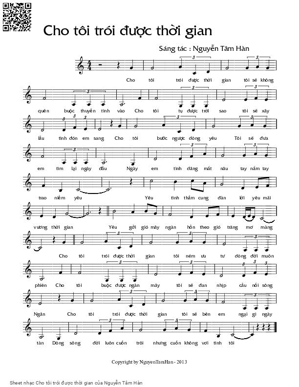 Sheet PDF of Cho tôi trói được thời gian