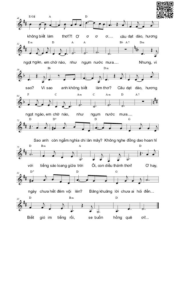 Page 2 of Sheet music PDF Hồng quê - Vi Nguyễn