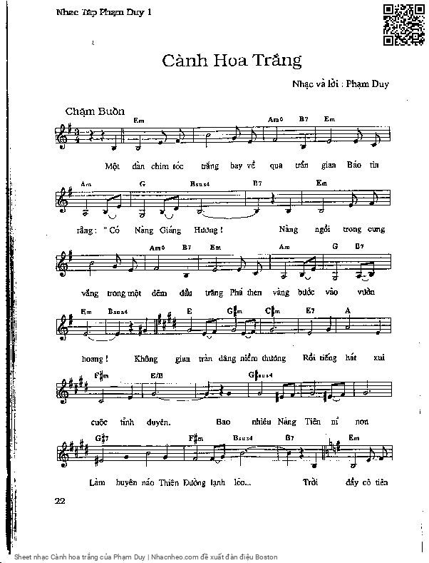 Sheet PDF of Cành hoa trắng