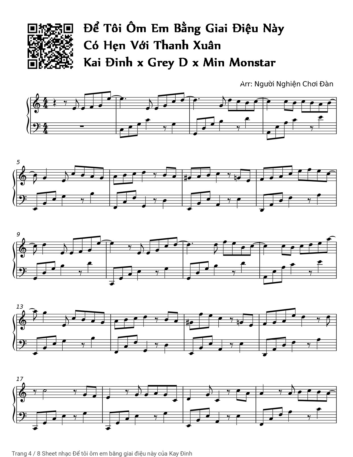 Page 4 of Sheet music PDF Piano Để tôi ôm em bằng giai điệu này - Kay Đinh
