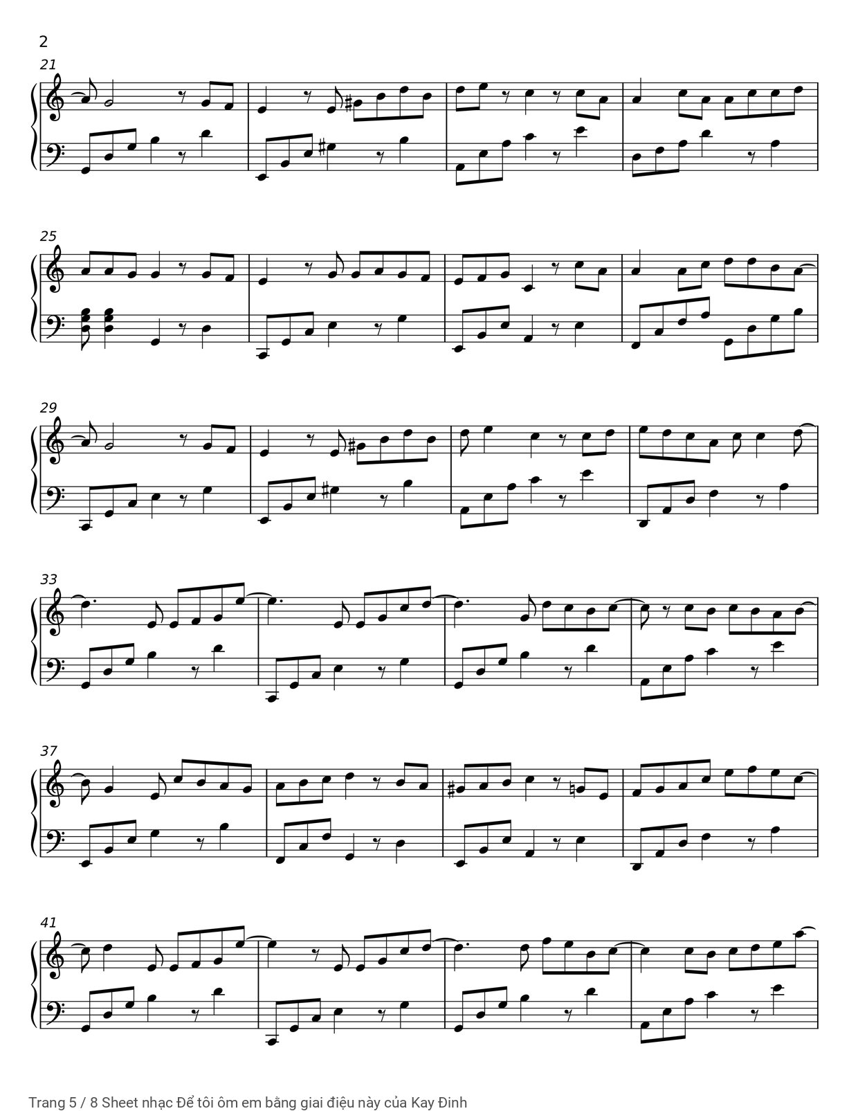 Page 5 of Sheet music PDF Piano Để tôi ôm em bằng giai điệu này - Kay Đinh