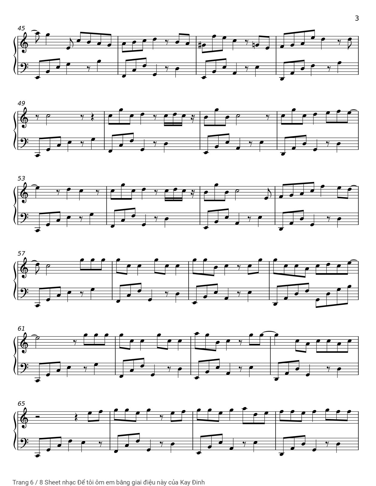 Page 6 of Sheet music PDF Piano Để tôi ôm em bằng giai điệu này - Kay Đinh
