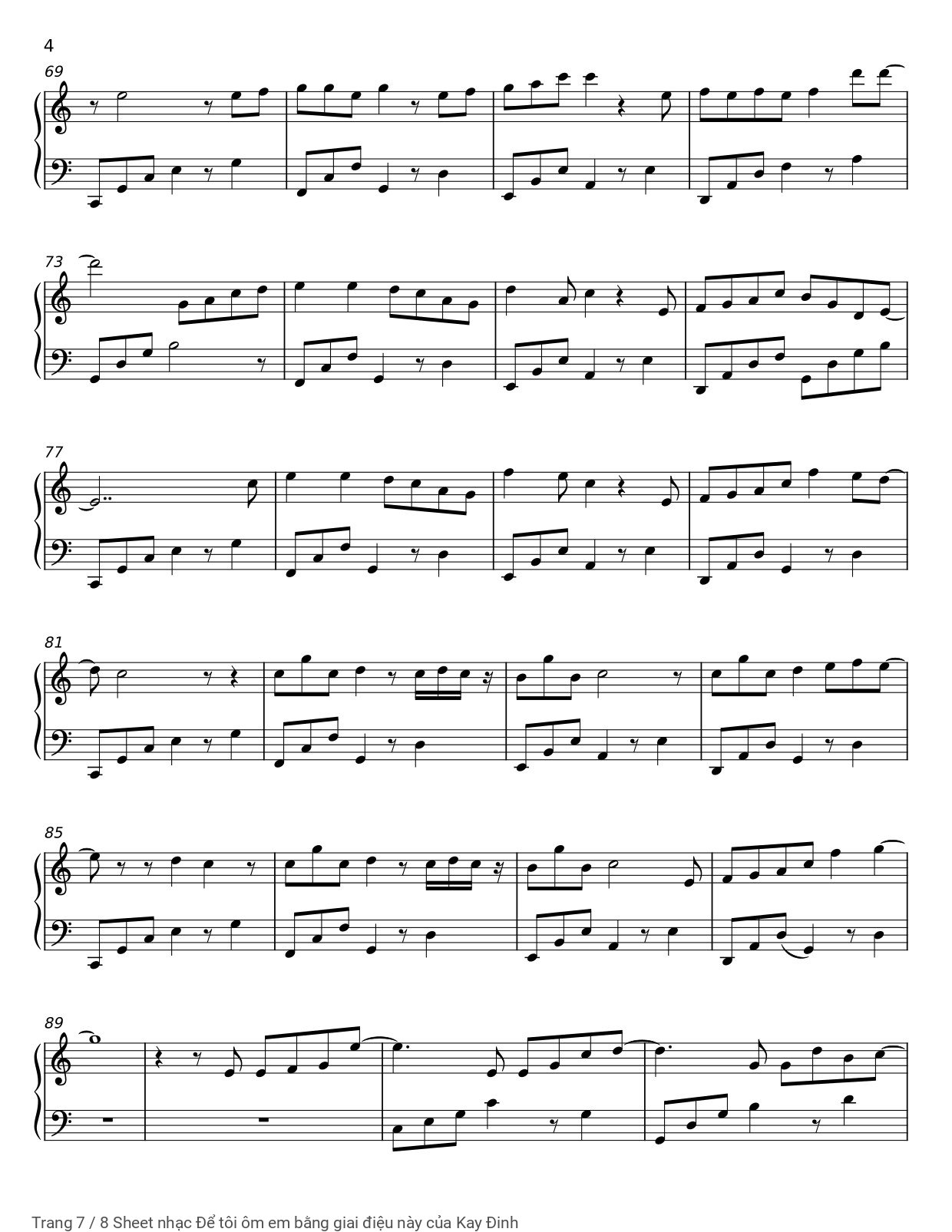 Page 7 of Sheet music PDF Piano Để tôi ôm em bằng giai điệu này - Kay Đinh