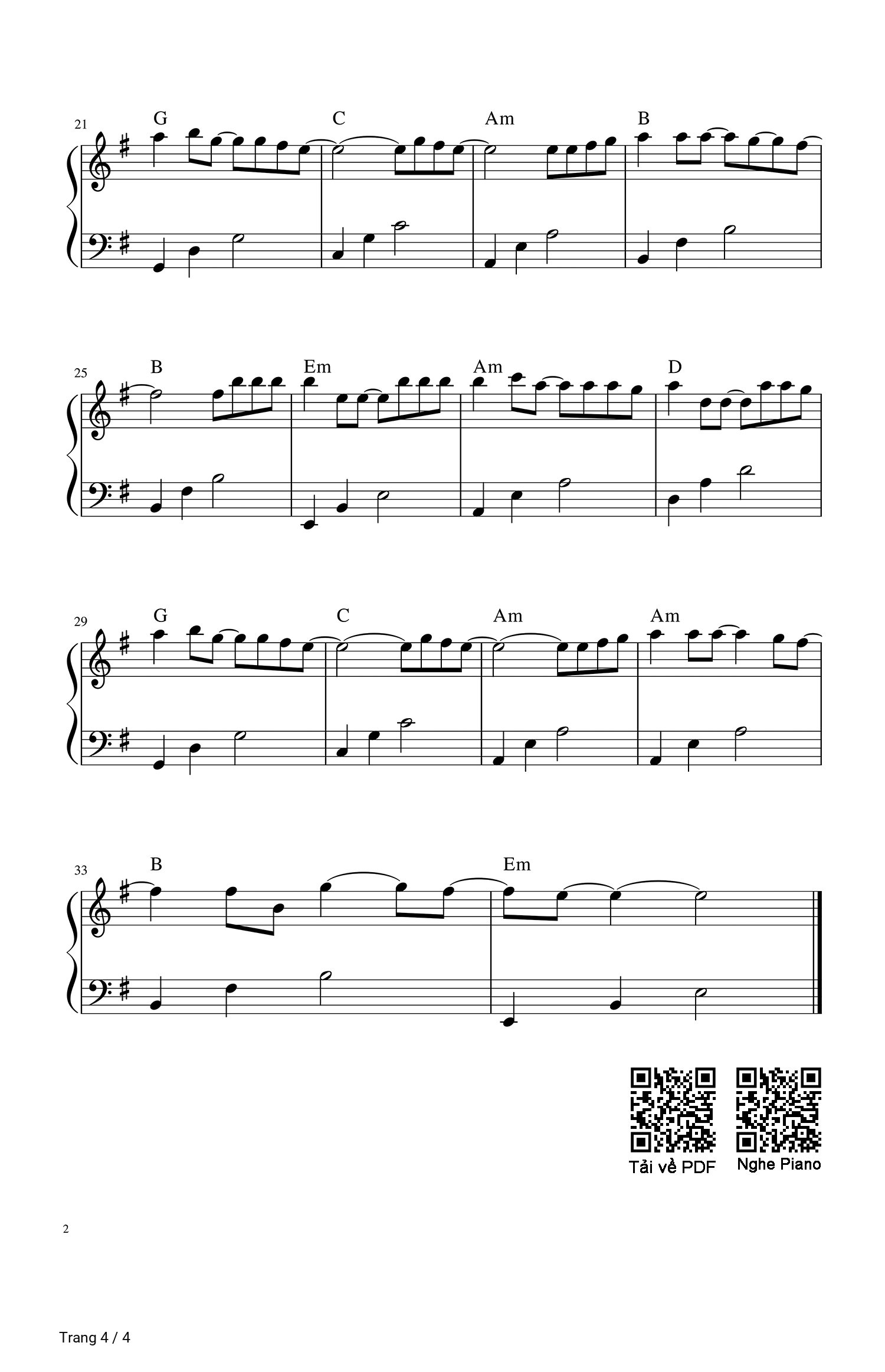 Page 4 of Sheet music PDF Piano Cánh hồng phai - Dương Khắc Linh