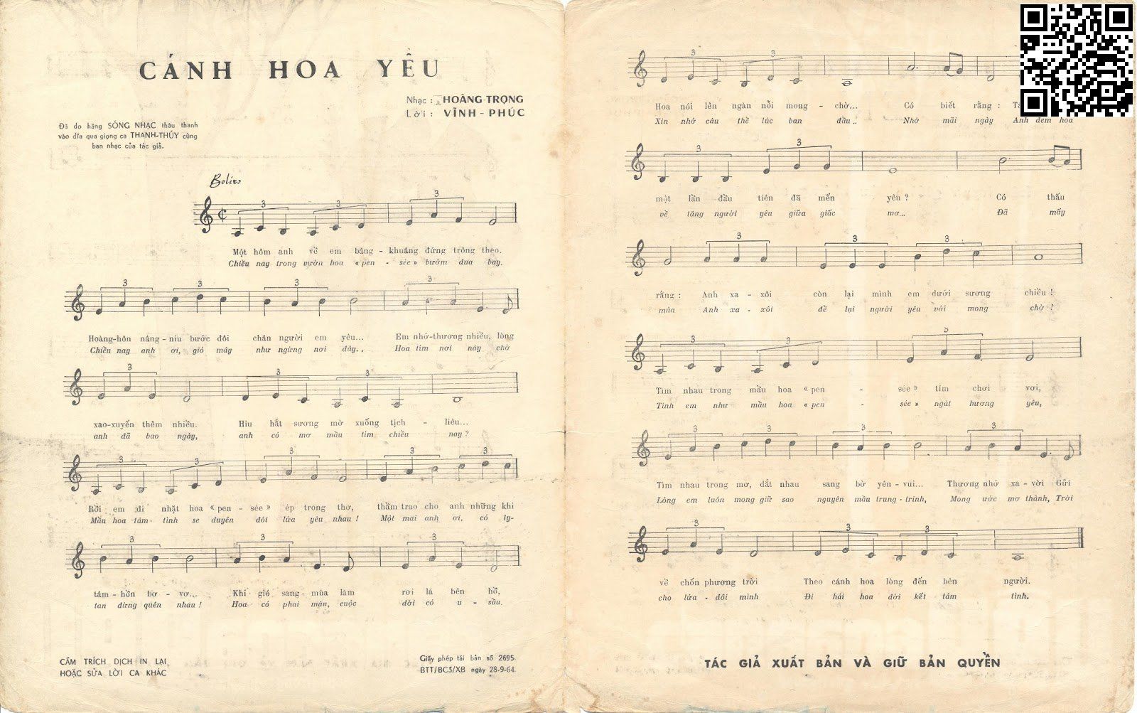 Page 2 of Sheet music PDF Cánh hoa yêu - Hoàng Trọng