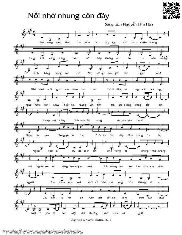 Sheet PDF of Nỗi nhớ nhung còn đây