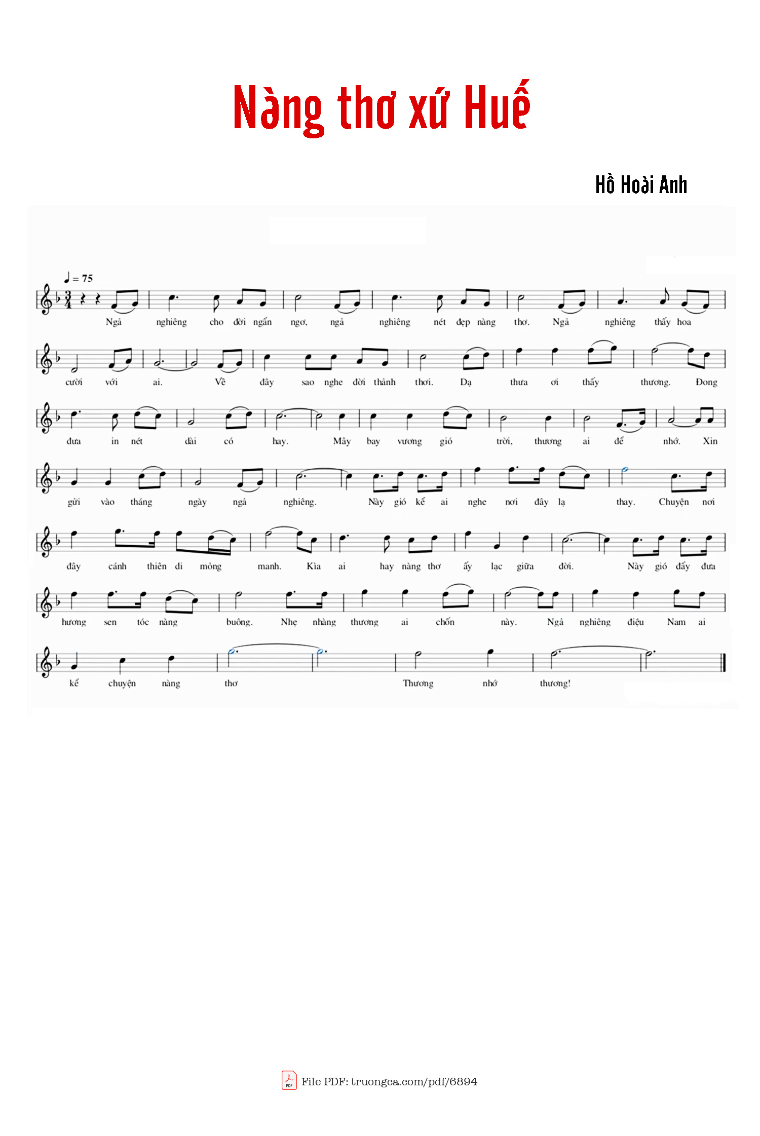 Sheet PDF of Nàng thơ xứ huế