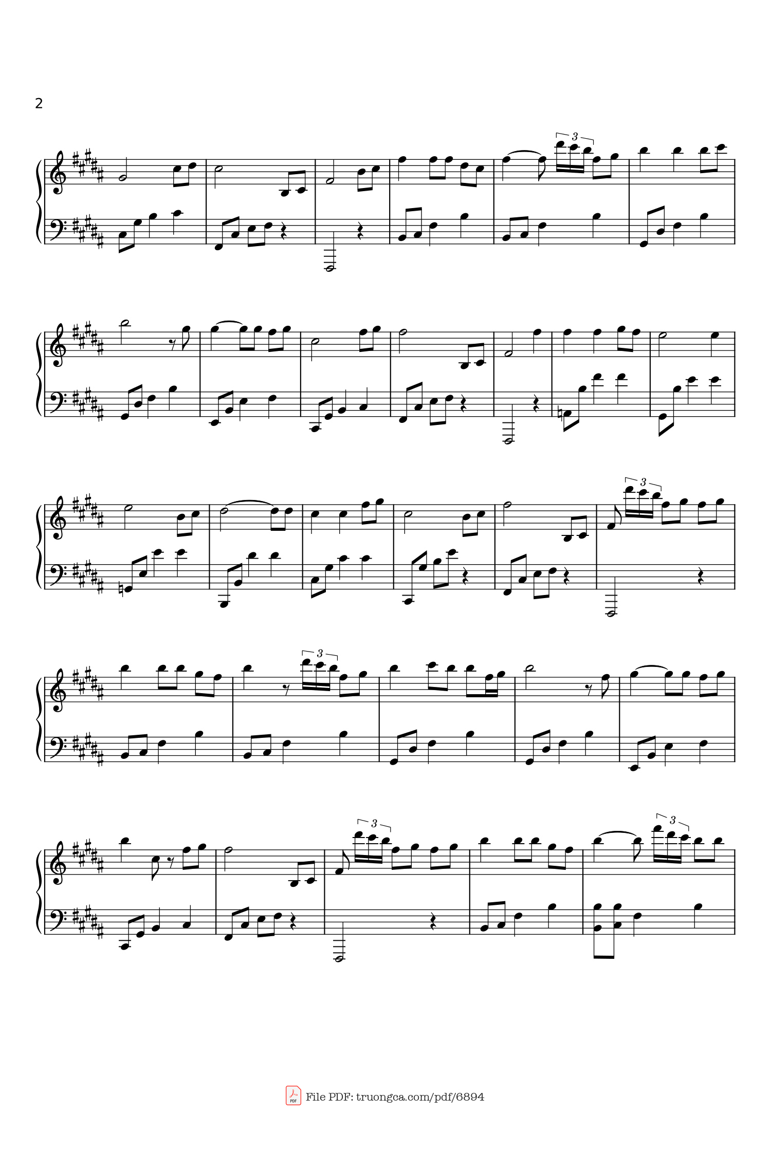 Có sheet PIANO solo và sheet lời có nốt Ngả nghiêng cho đời ngẩn ngơ, Trang 3