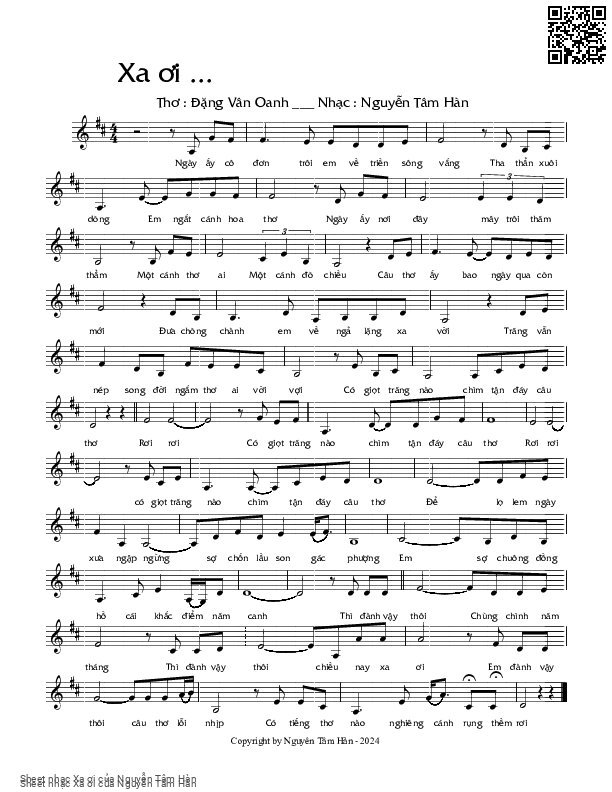Page 1 of Sheet music PDF Xa ơi - Nguyễn Tâm Hàn