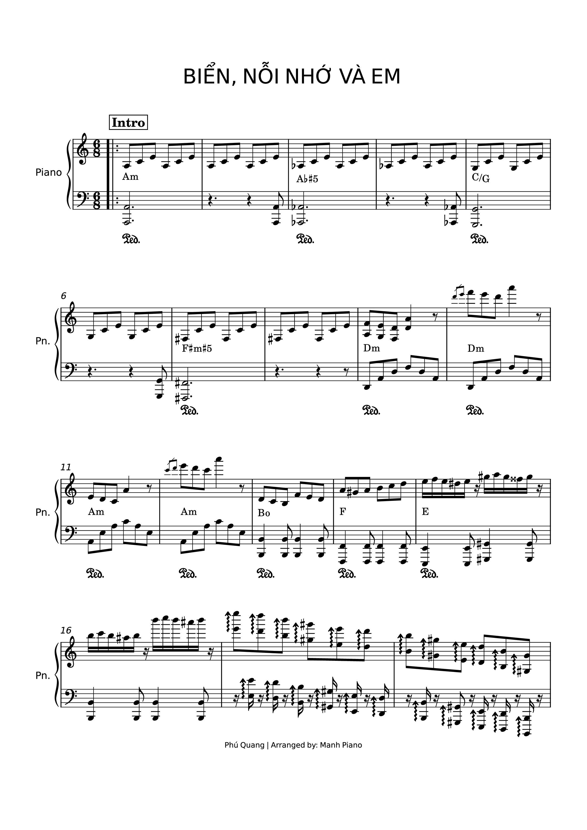Sheet PDF of Biển, Nỗi Nhớ Và Em Piano cover