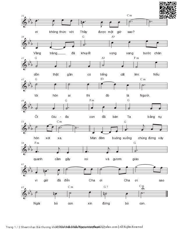 Page 2 of Sheet music PDF Bài thương khó Chúa Giêsu - Maria Mai Phạm