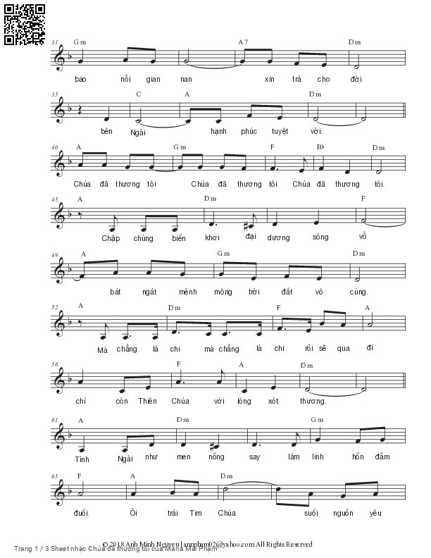 Page 2 of Sheet music PDF Chúa đã thương tôi - Maria Mai Phạm