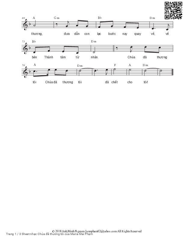 Page 3 of Sheet music PDF Chúa đã thương tôi - Maria Mai Phạm