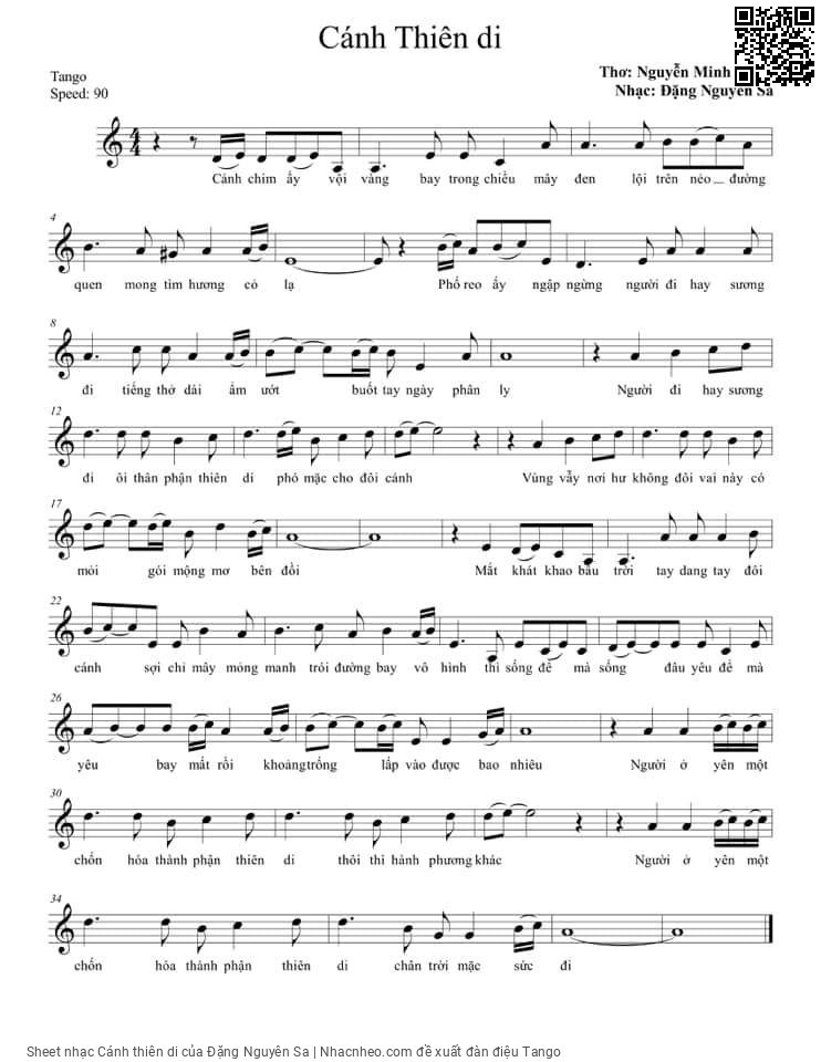 Page 1 of Sheet music PDF Cánh thiên di - Đặng Nguyên Sa