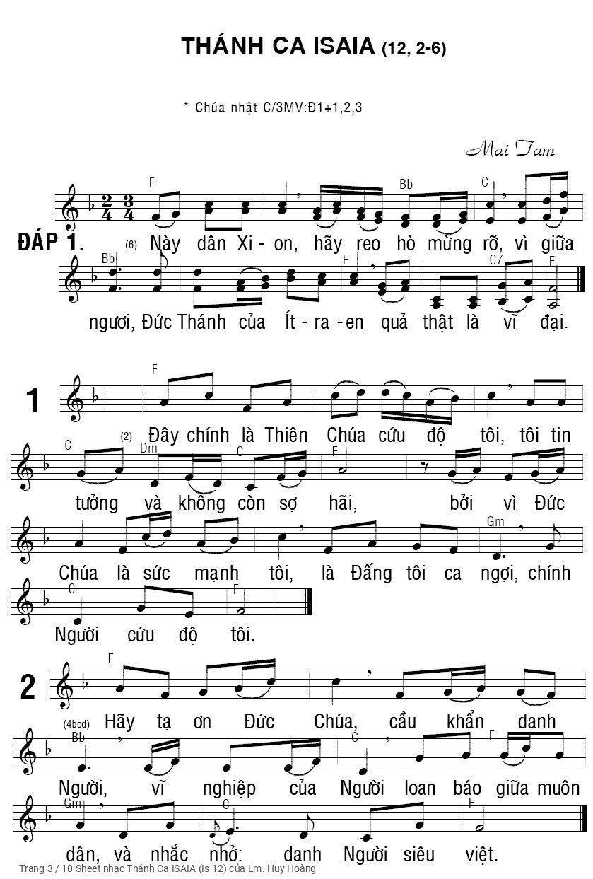 Page 3 of Sheet music PDF Thánh Ca ISAIA (Is 12) - Lm. Huy Hoàng