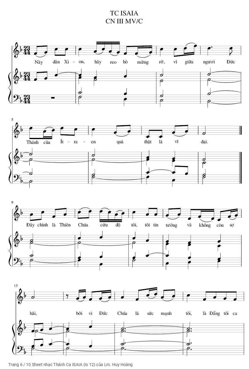 Page 6 of Sheet music PDF Thánh Ca ISAIA (Is 12) - Lm. Huy Hoàng
