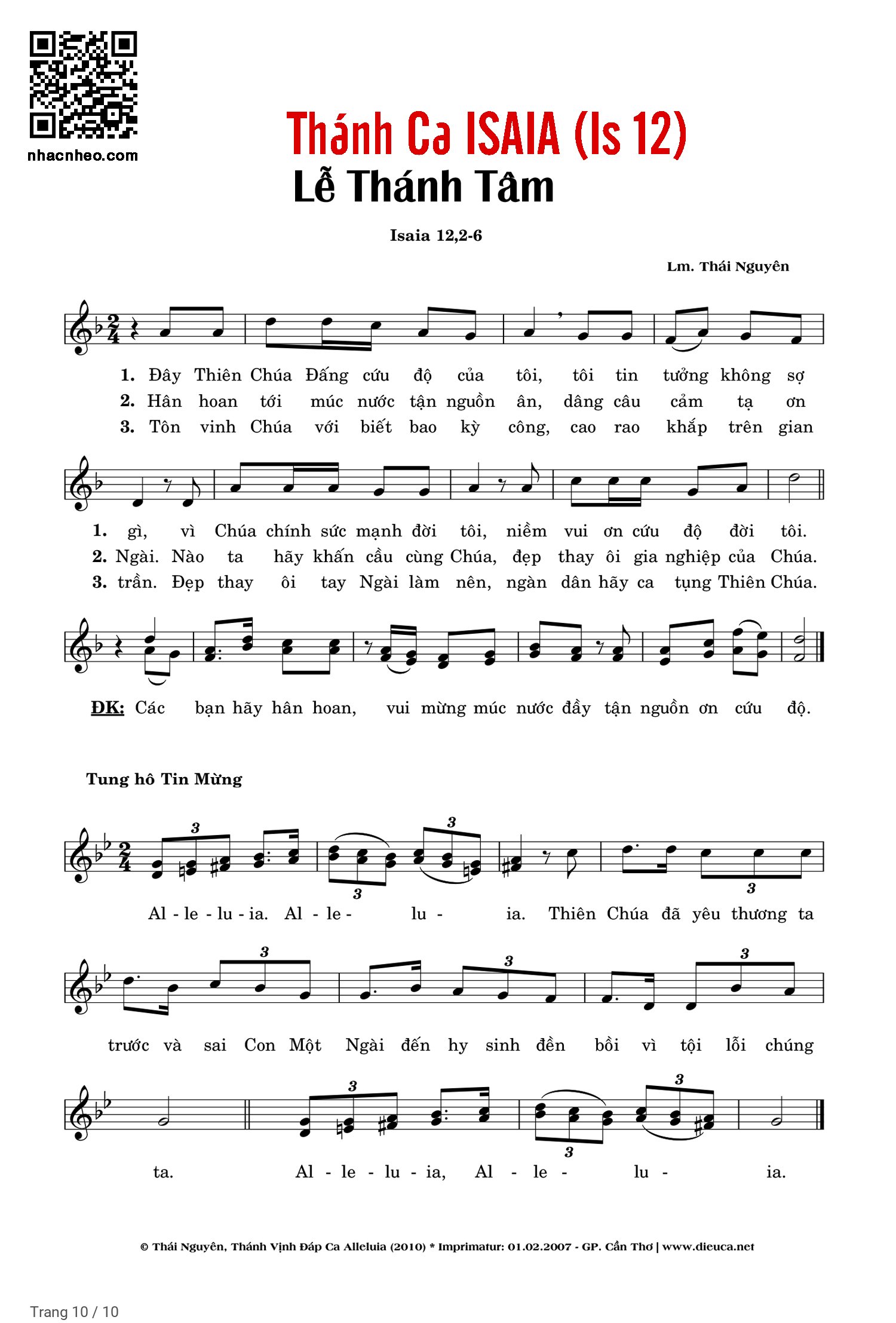 Page 10 of Sheet music PDF Thánh Ca ISAIA (Is 12) - Lm. Huy Hoàng