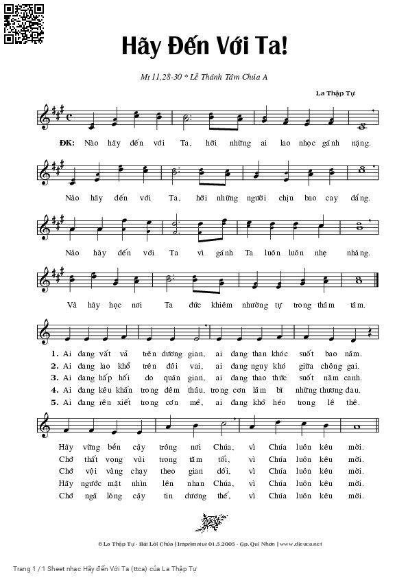Sheet PDF of Hãy đến Với Ta (ttca)