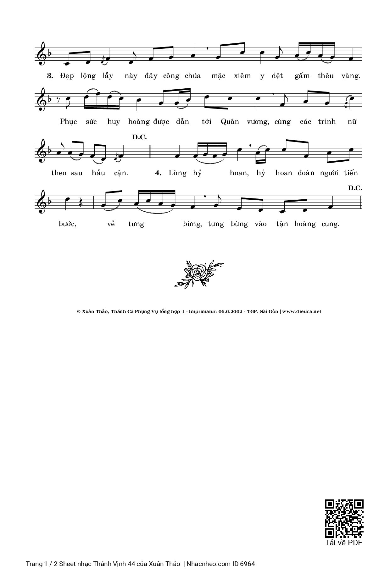 Page 2 of Sheet music PDF Thánh Vịnh 44 - Xuân Thảo