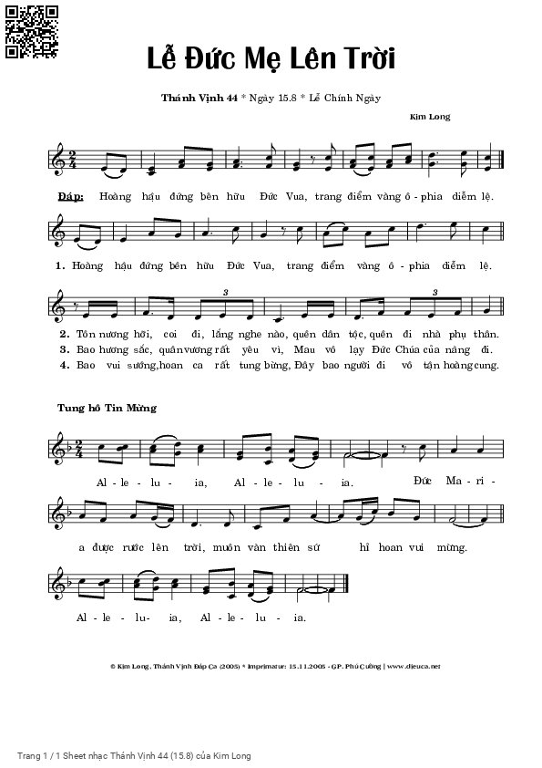 Sheet PDF of Thánh Vịnh 44 (15.8)