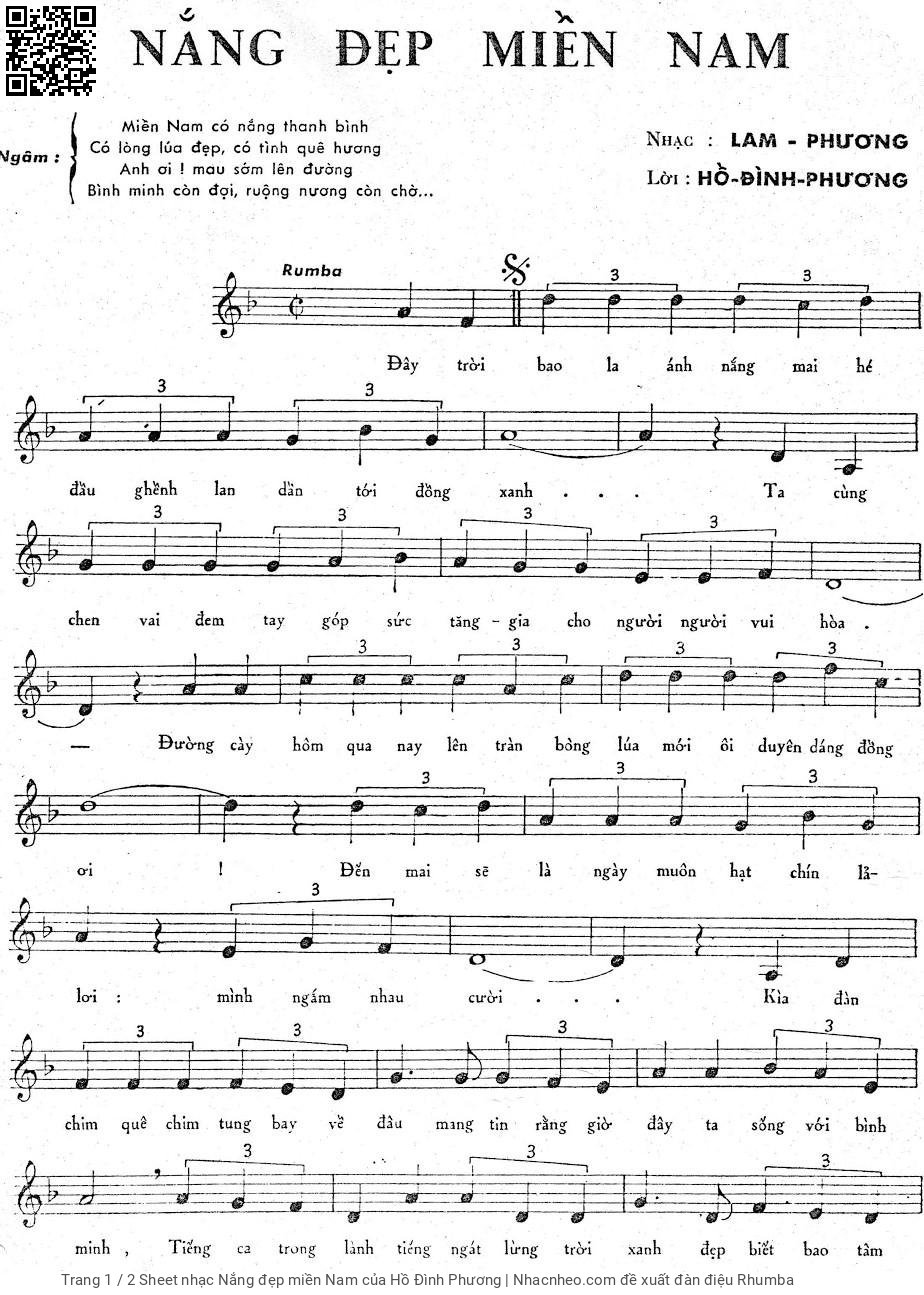Sheet PDF of Nắng đẹp miền Nam