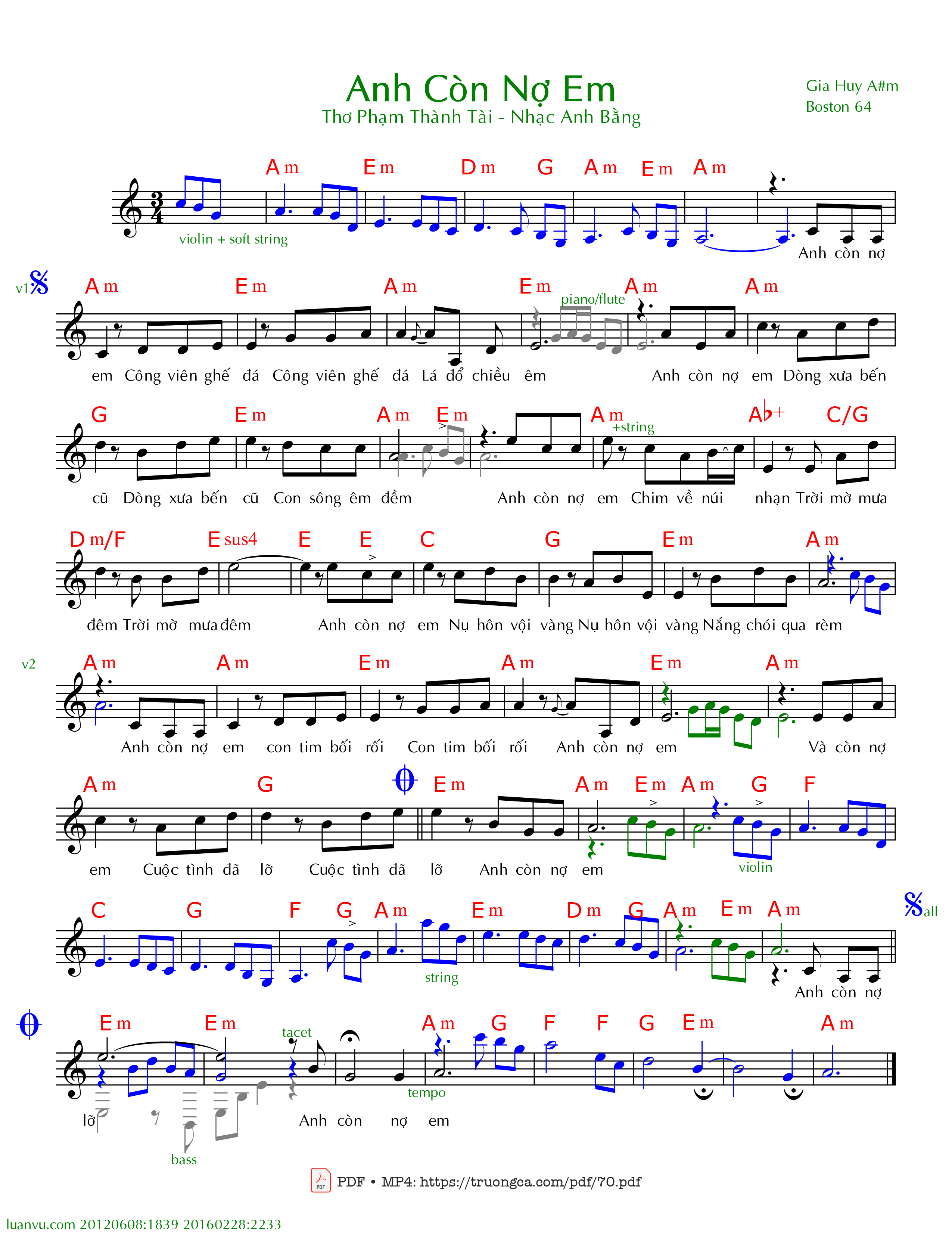 Page 2 of Sheet music PDF Anh còn nợ em - Anh Bằng