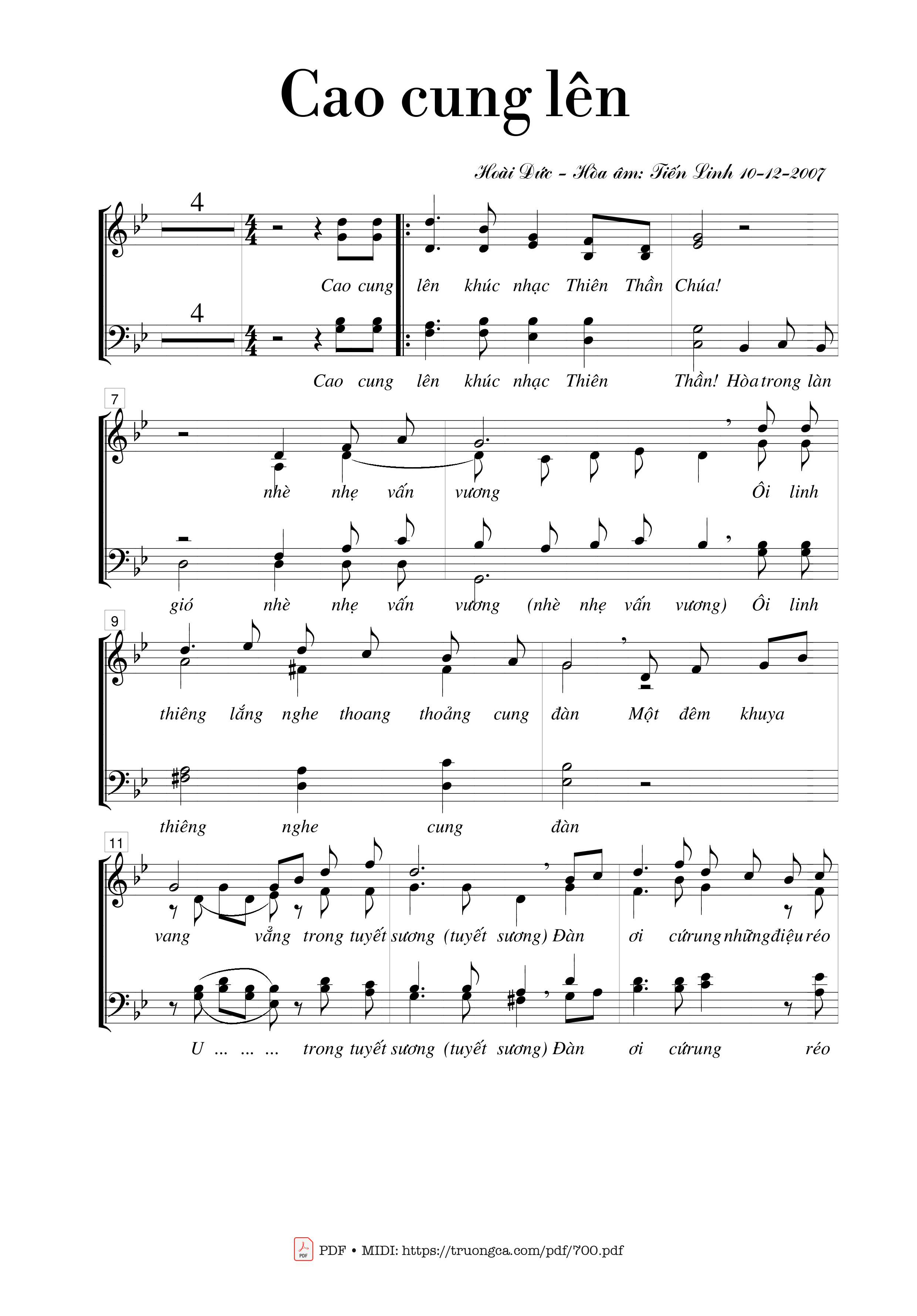 Sheet PDF of Cao cung lên (4 bè)