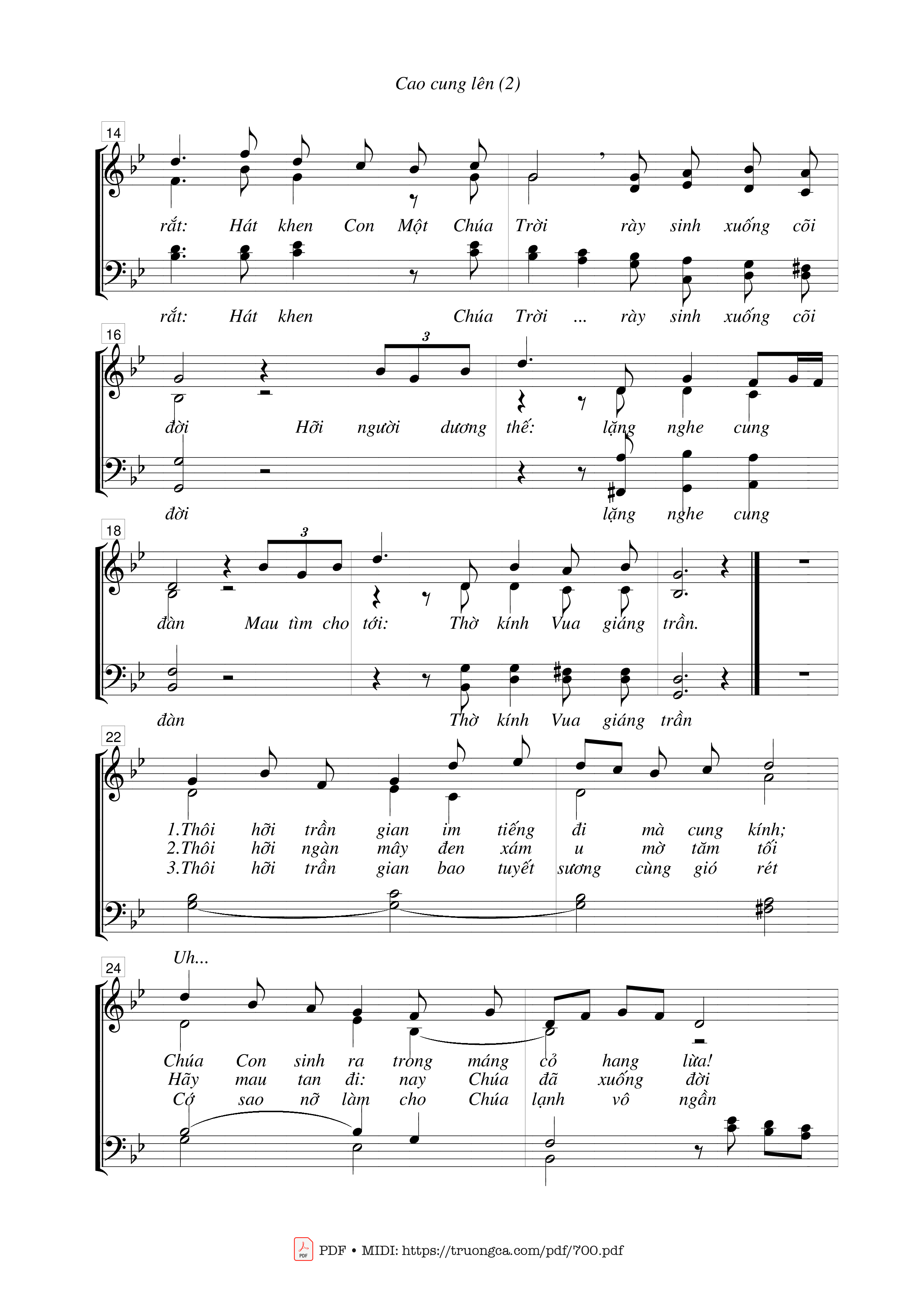 Page 2 of Sheet music PDF Cao cung lên (4 bè) - Lm. Hoài Đức
