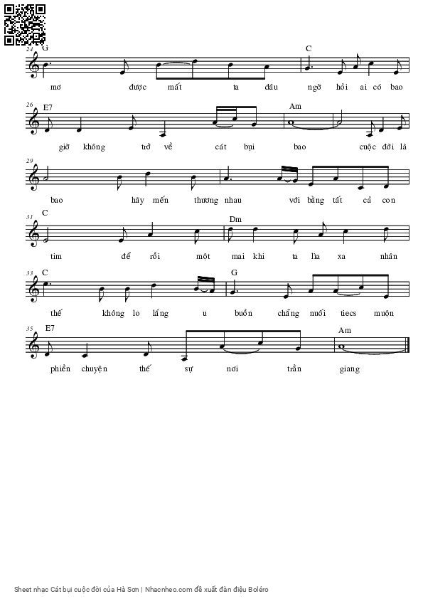 Page 2 of Sheet music PDF Cát bụi cuộc đời - Hà Sơn
