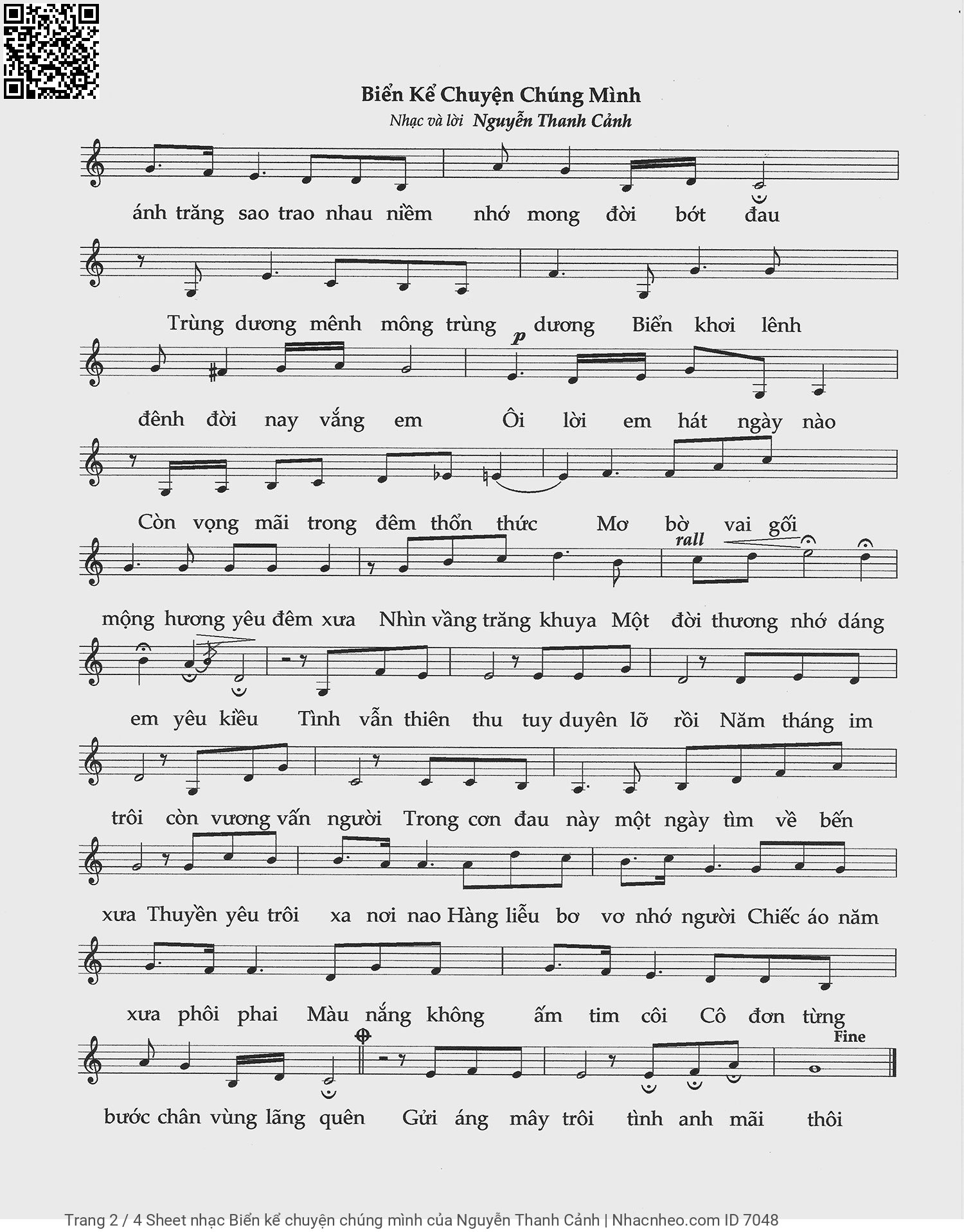 Page 2 of Sheet music PDF Biển kể chuyện chúng mình - Nguyễn Thanh Cảnh