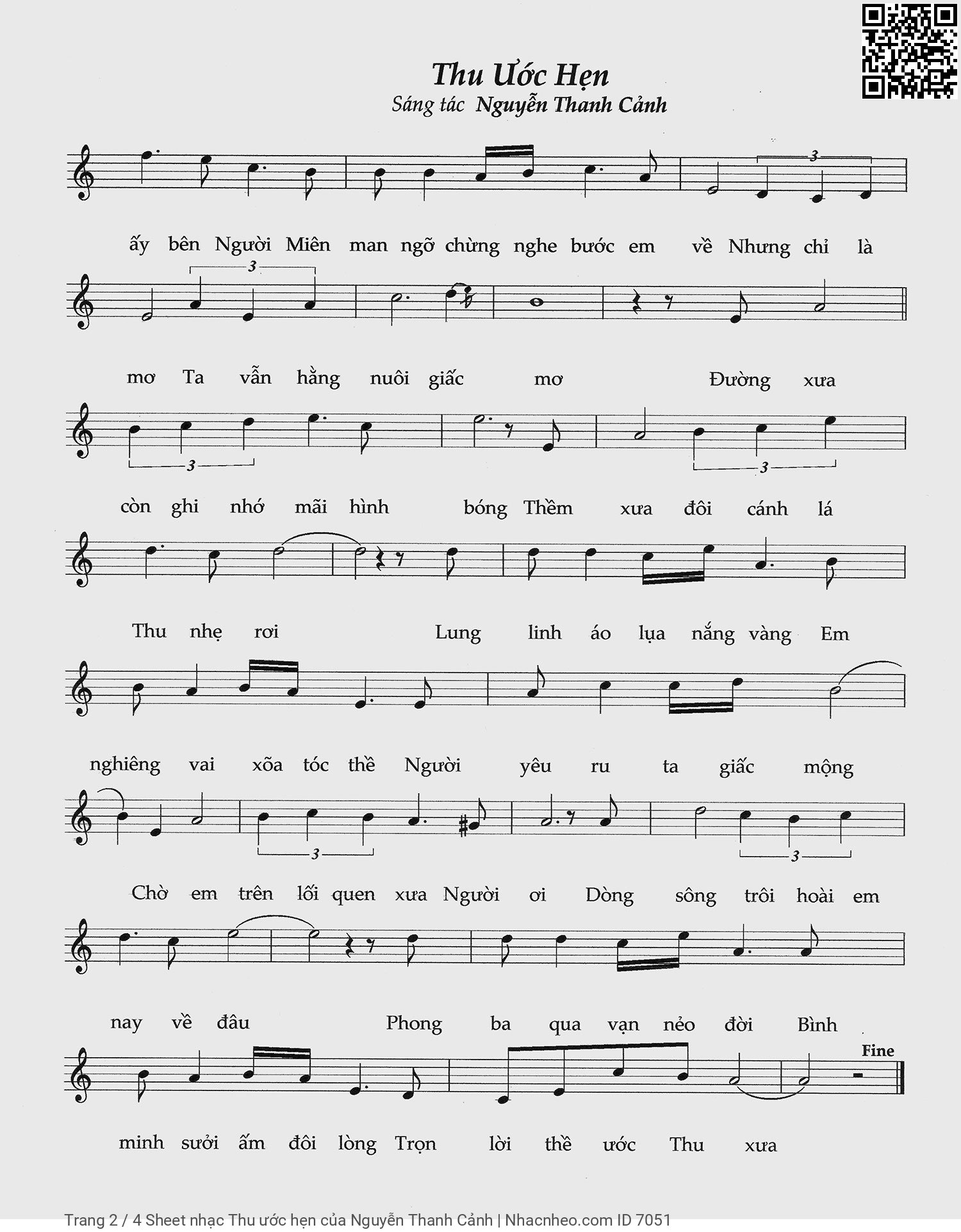 Page 2 of Sheet music PDF Thu ước hẹn - Nguyễn Thanh Cảnh