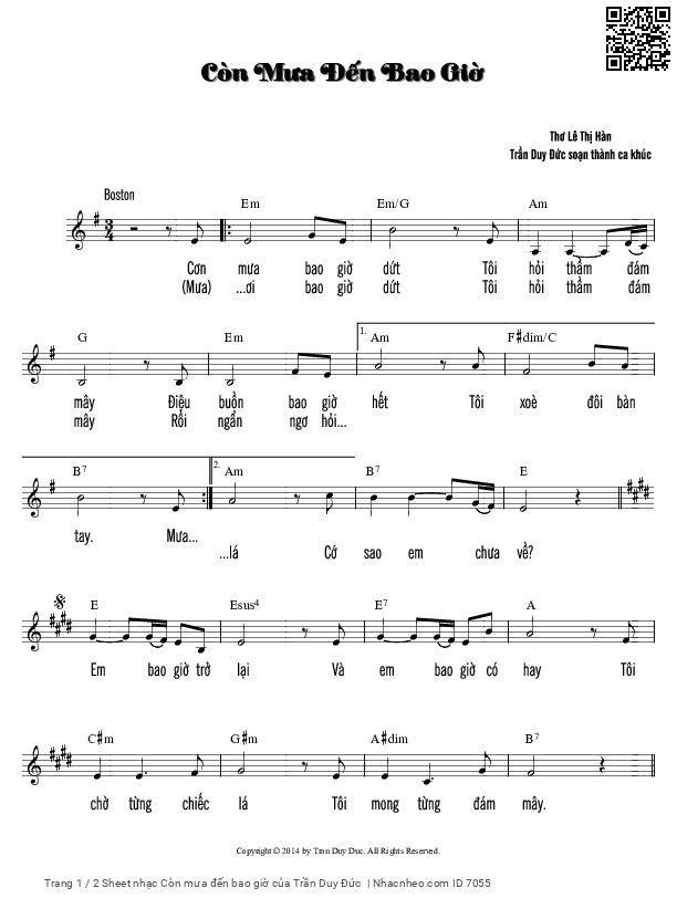 Sheet PDF of Còn mưa đến bao giờ