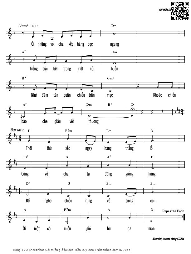Page 2 of Sheet music PDF Cõi miền gió hú - Trần Duy Đức