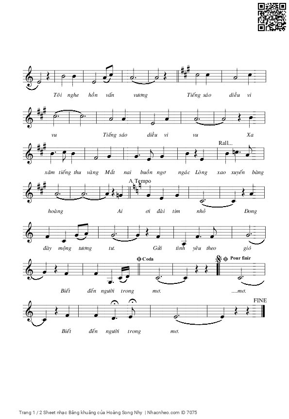 Page 2 of Sheet music PDF Bâng khuâng - Hoàng Song Nhy