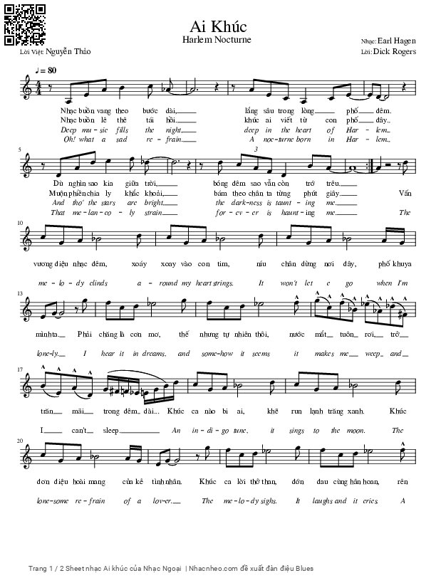 Page 1 of Sheet music PDF Ai khúc - Nhạc Ngoại