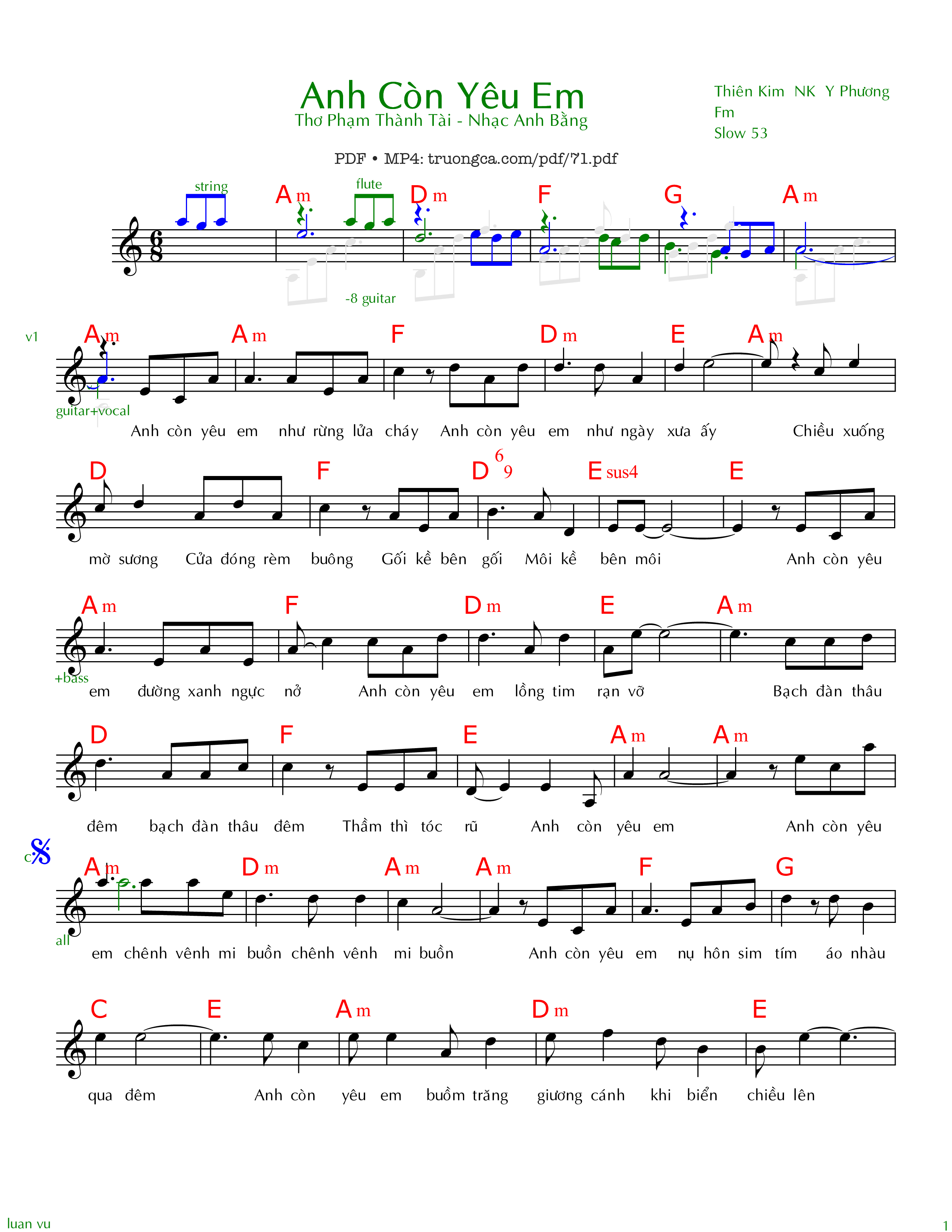 Page 2 of Sheet music PDF Anh còn yêu em - Anh Bằng
