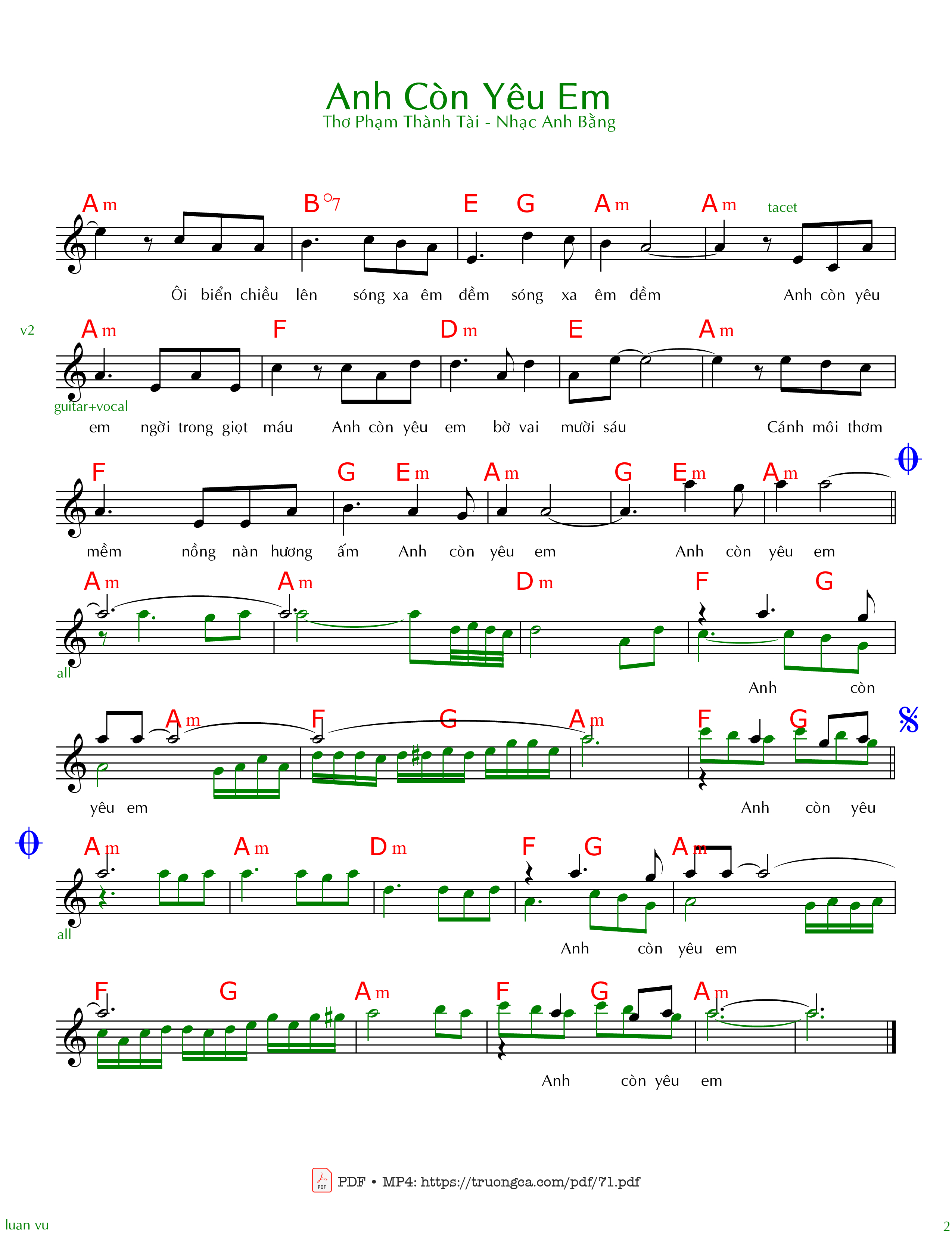 Page 3 of Sheet music PDF Anh còn yêu em - Anh Bằng