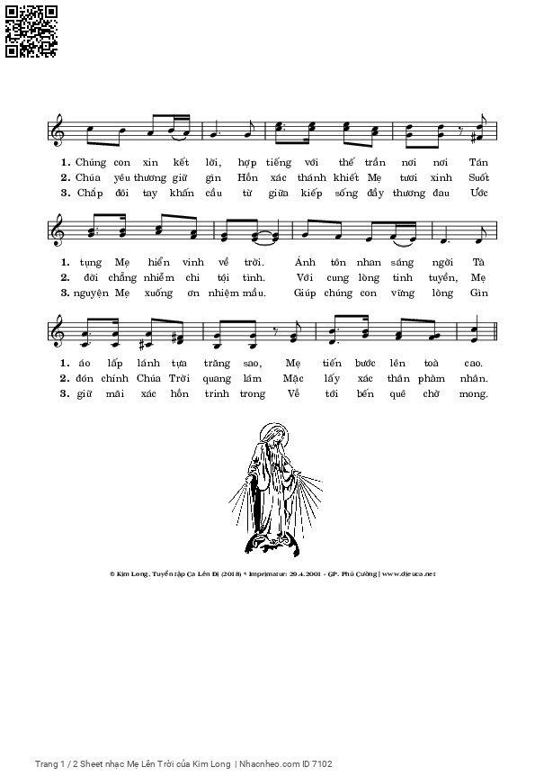 Page 2 of Sheet music PDF Mẹ Lên Trời - Kim Long