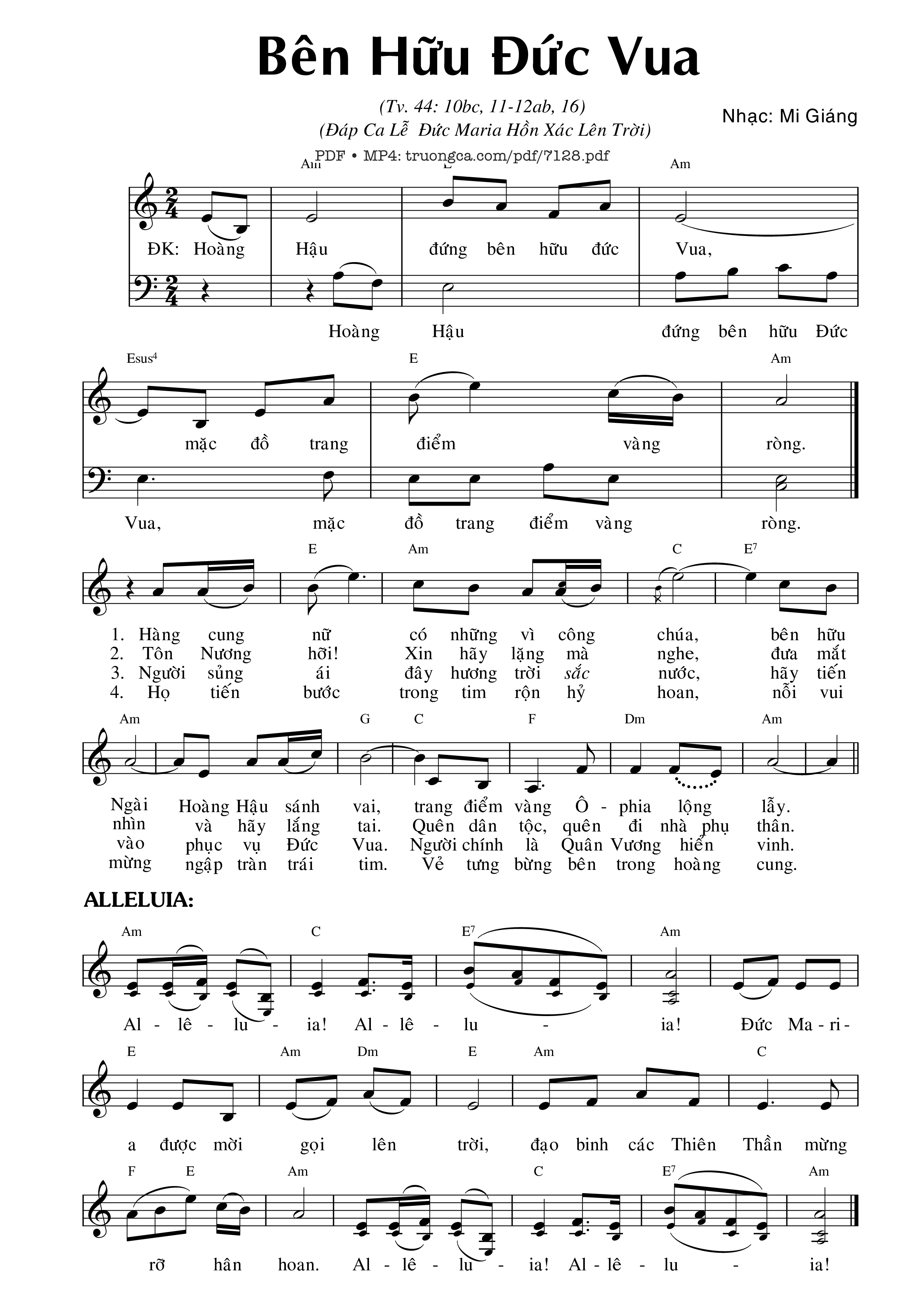 Sheet PDF of Bên Hữu đức Vua (Thánh vịnh 44)