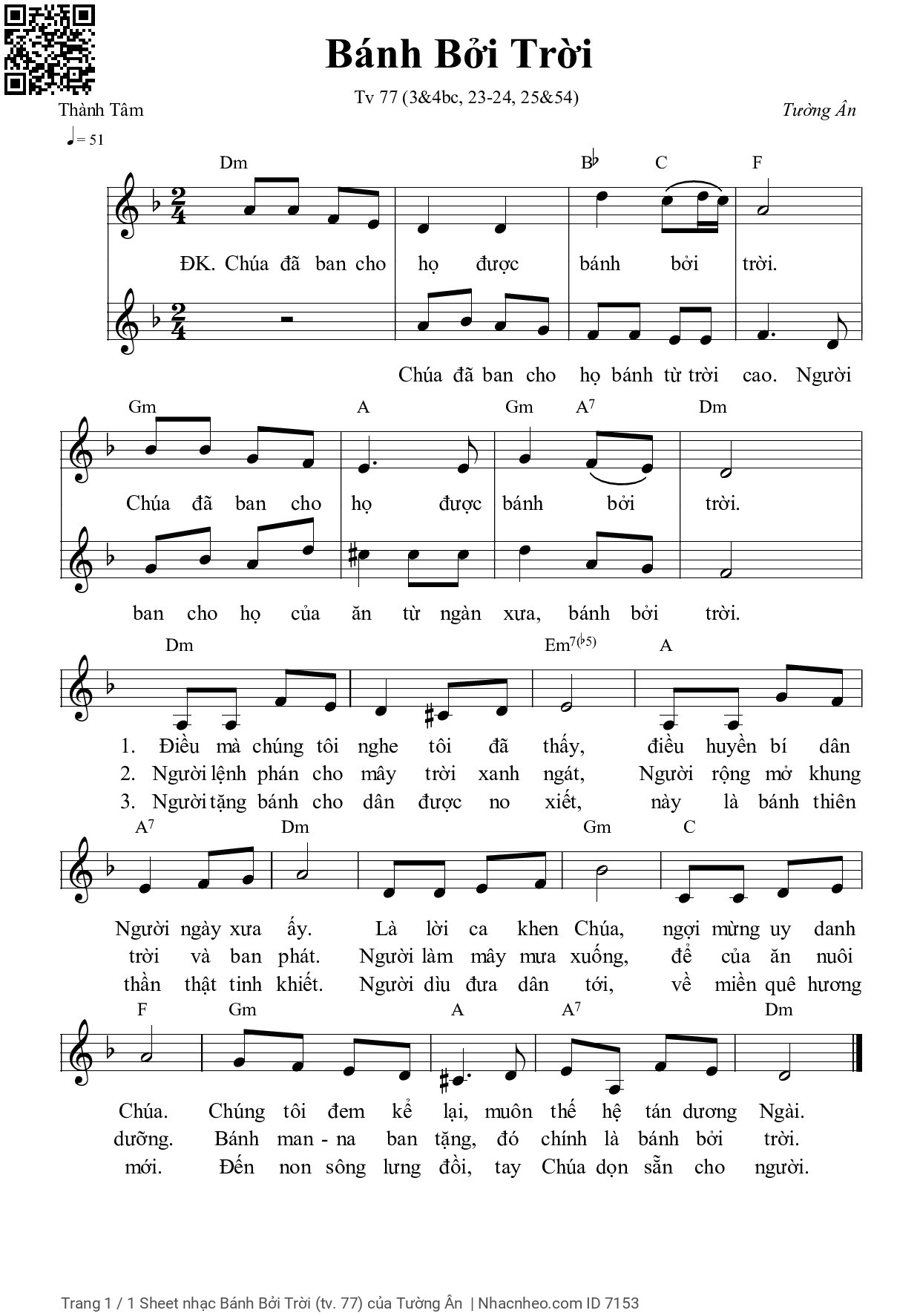 Sheet PDF of Bánh Bởi Trời (Thánh vịnh 77)