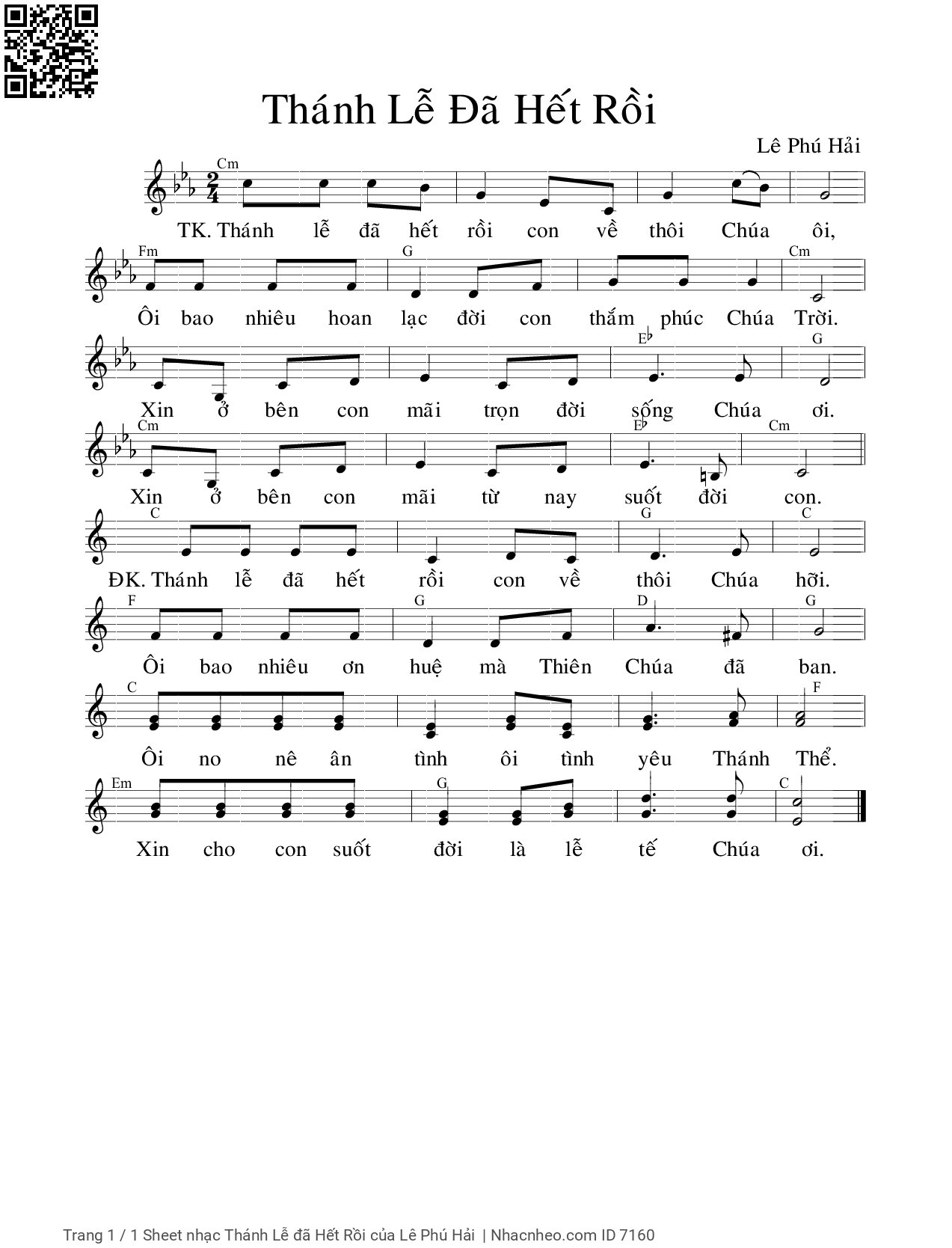 Sheet PDF of Thánh Lễ đã Hết Rồi