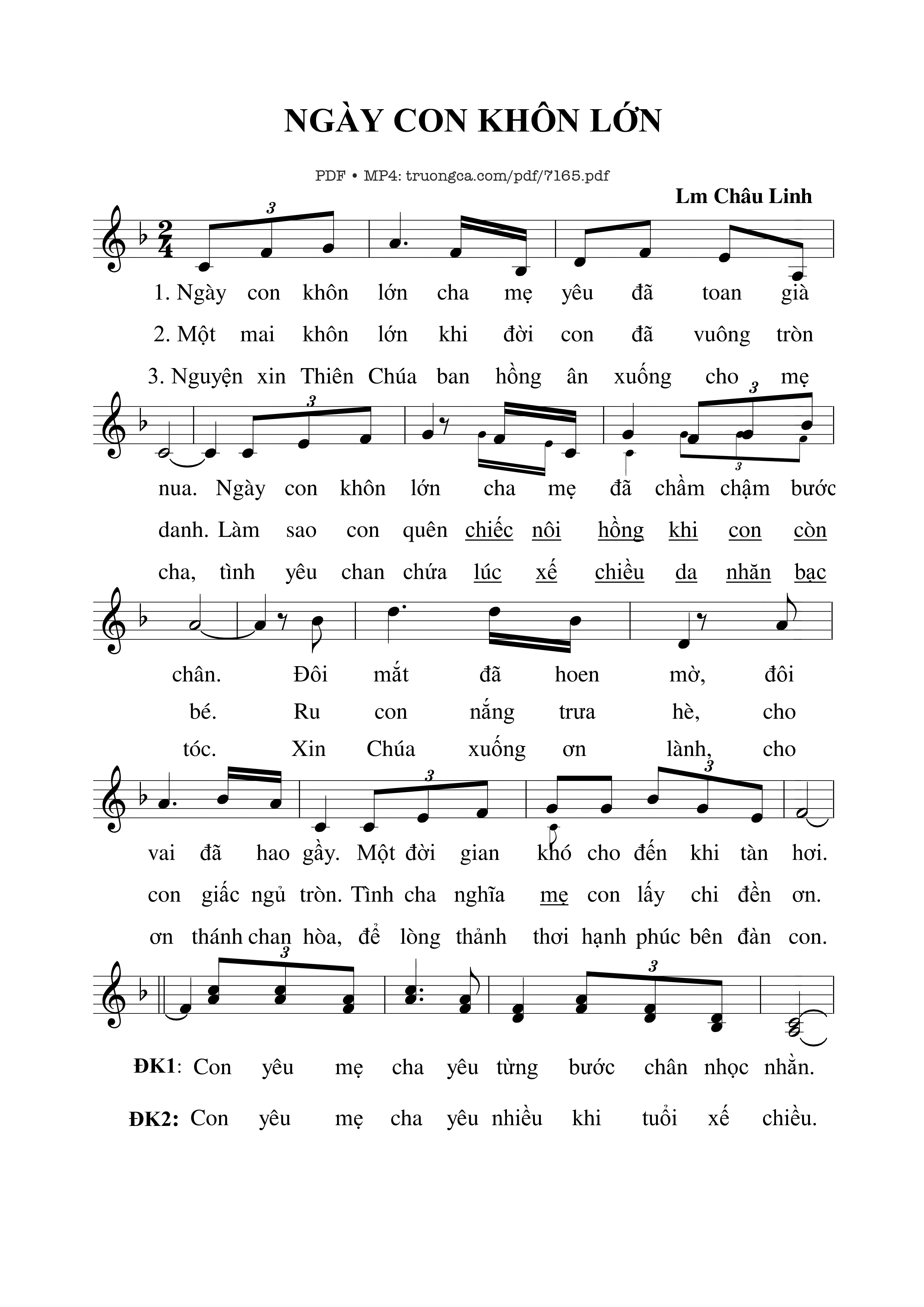 Page 1 of Sheet music PDF Ngày Con Khôn Lớn - Châu Linh