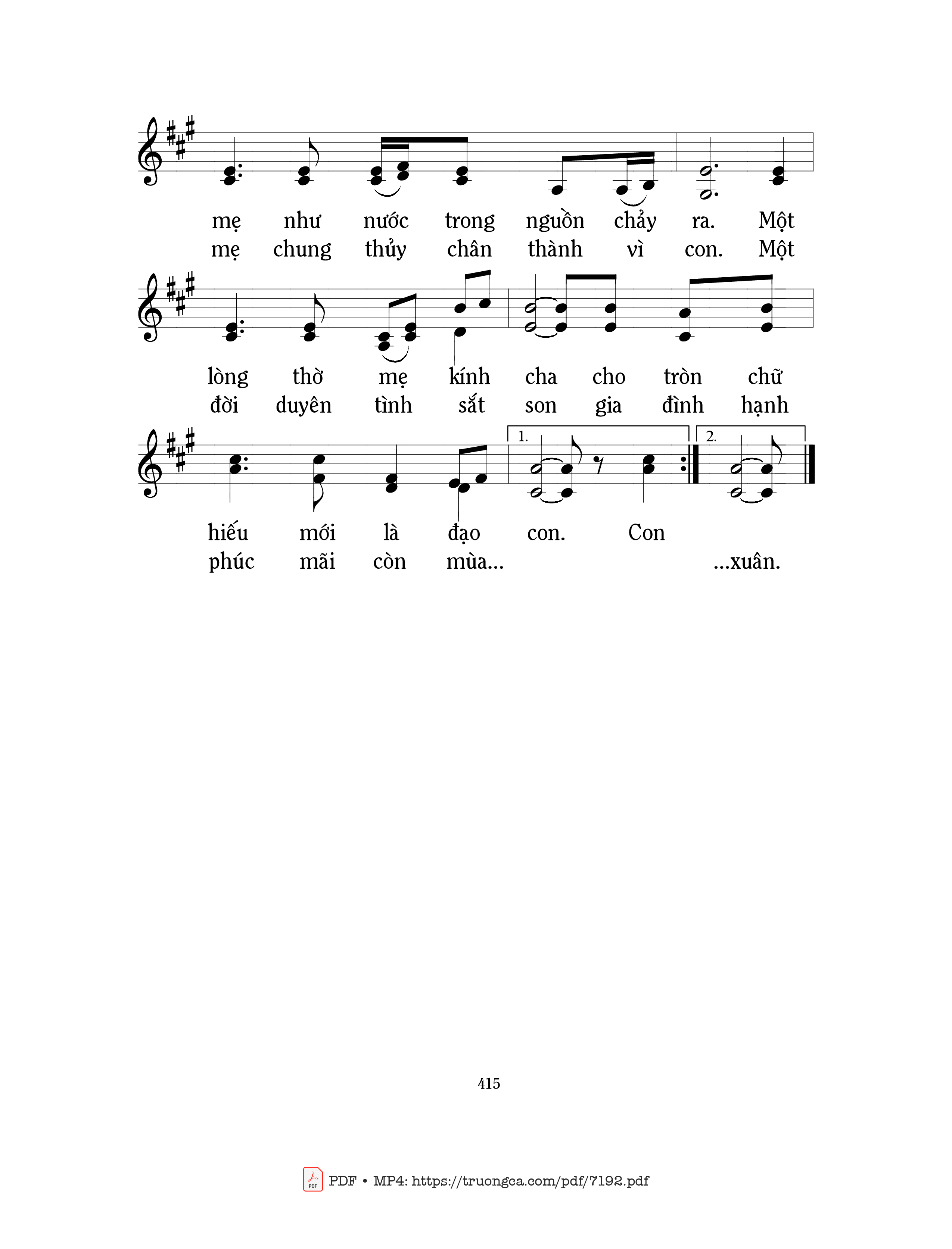 Xin cám ơn Trời Ngài đưa con vào đời Xin cám ơn mẹ chín tháng mười ngày cưu mang, Trang 2