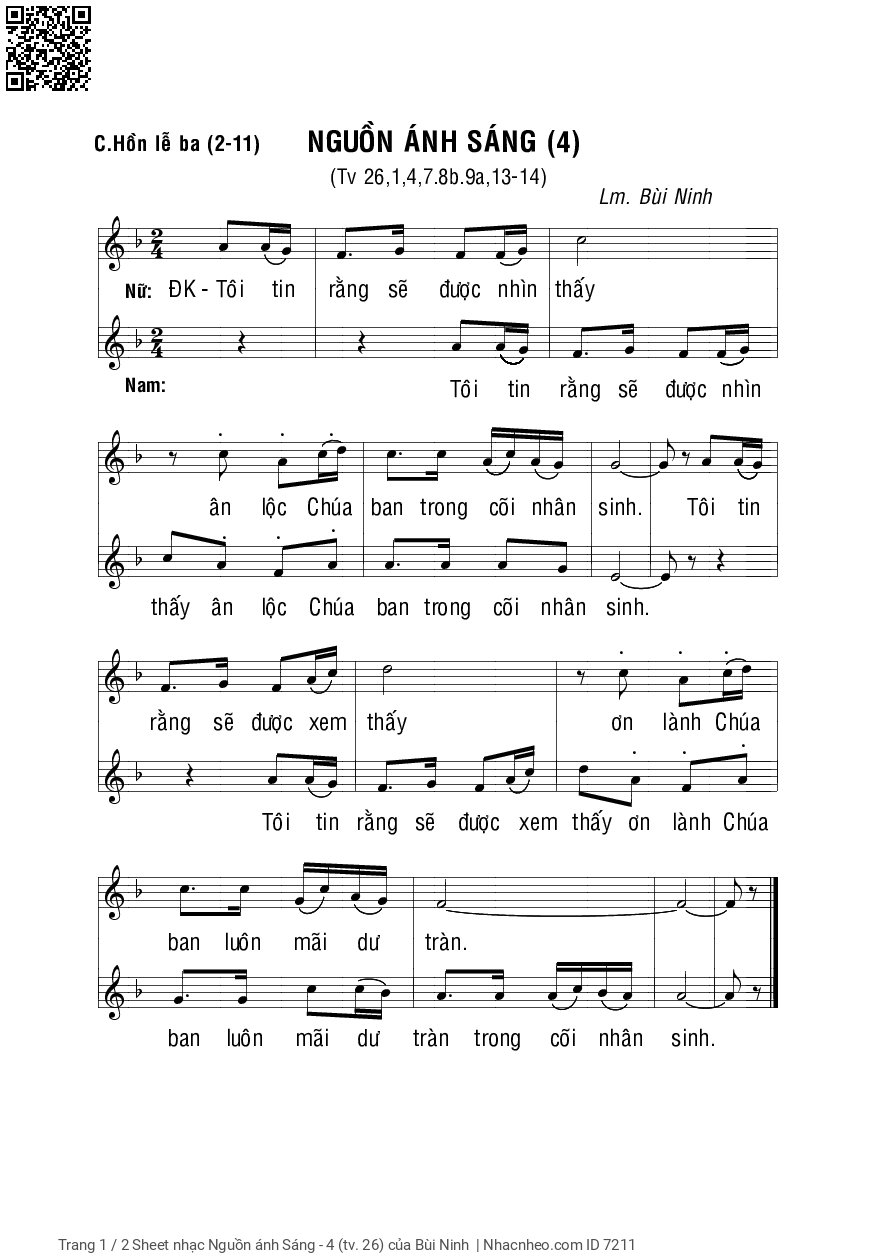 Sheet PDF of Nguồn ánh Sáng - 4 (Thánh vịnh 26)