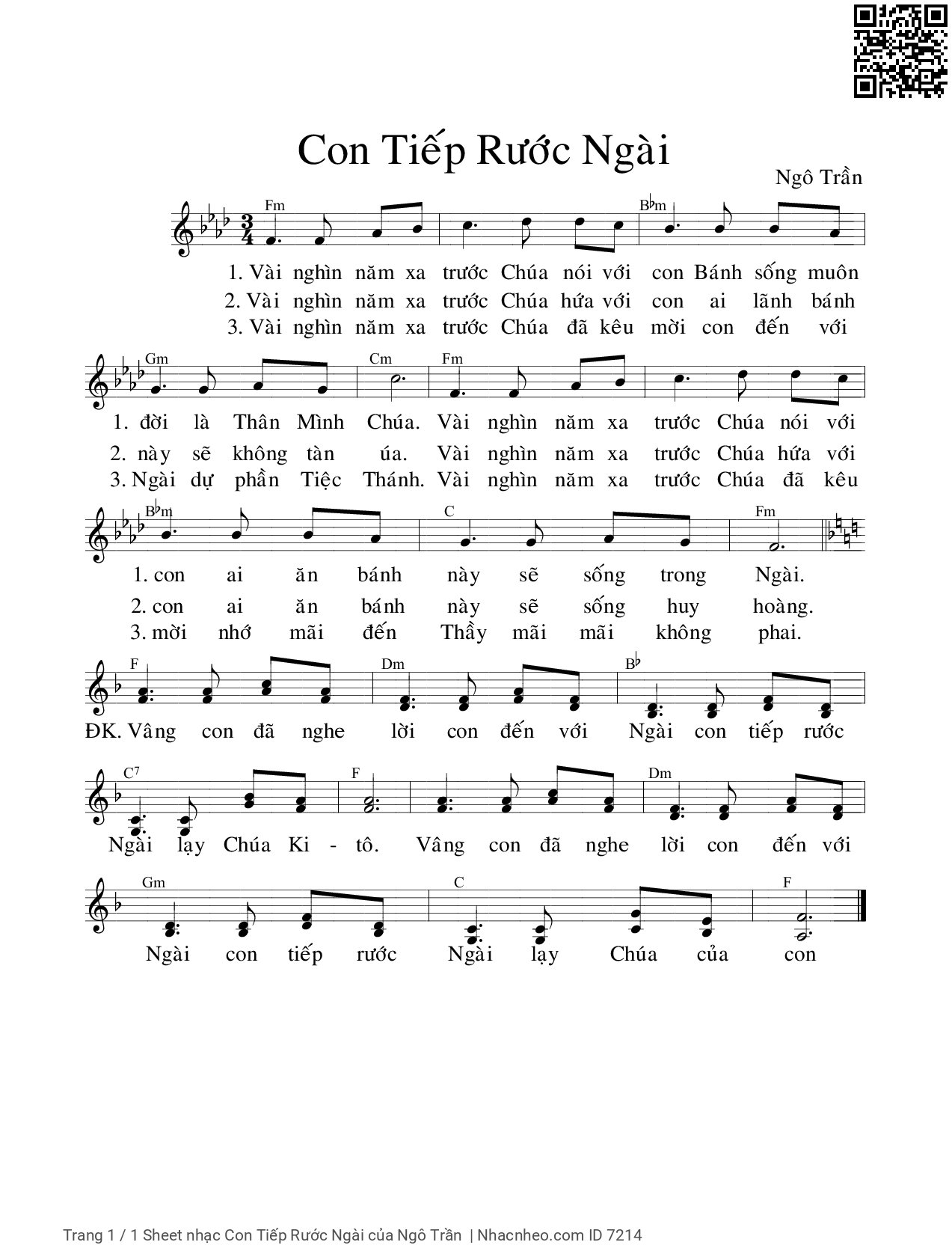 Sheet PDF of Con Tiếp Rước Ngài