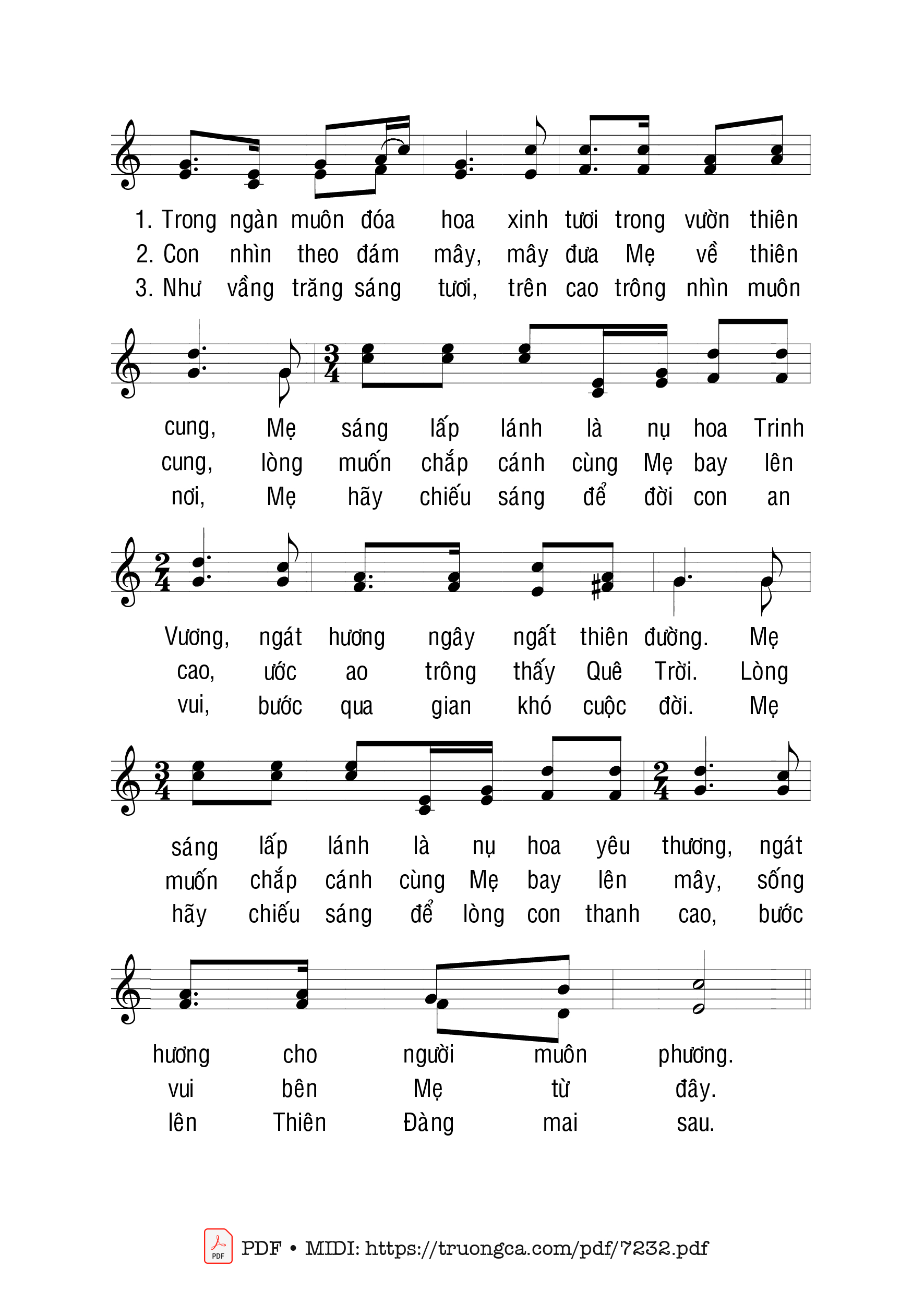 Page 2 of Sheet music PDF Mẹ Về Trời - Phanxicô